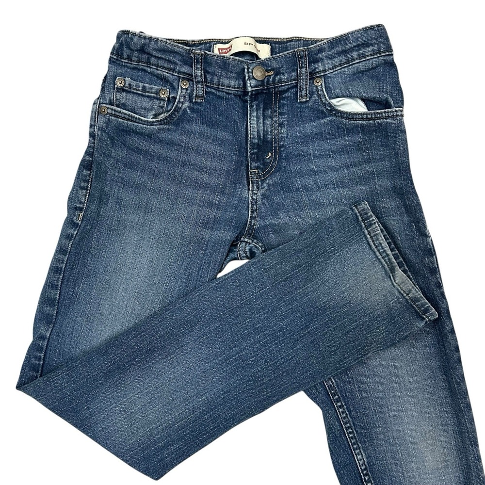 Levis 511 Slim Jeans Kids Size 14 27X29 Blue Denim Boys Adjustable Waist